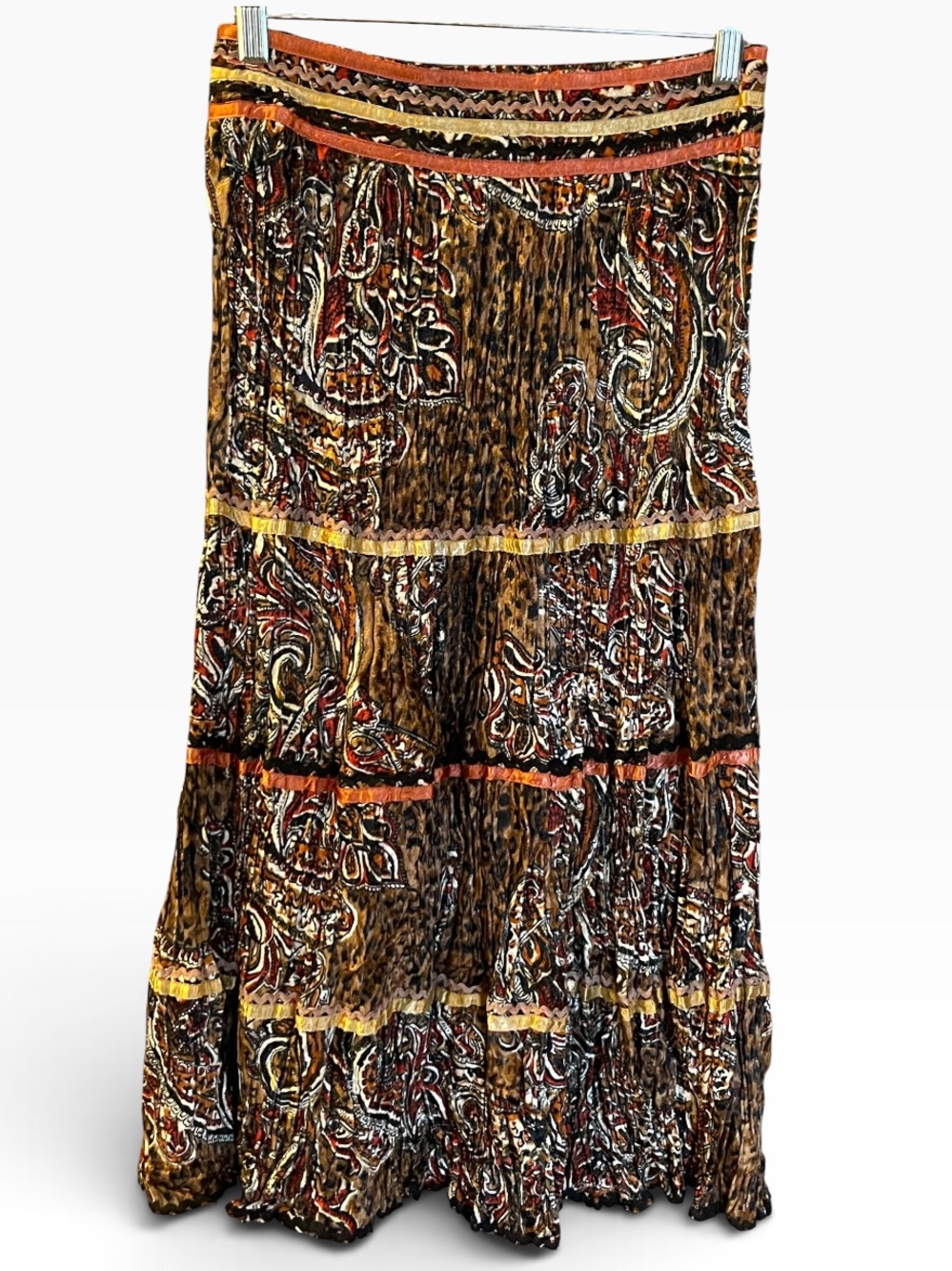 NWT Chaudry Bohemian Velvet Paisley Skirt XS